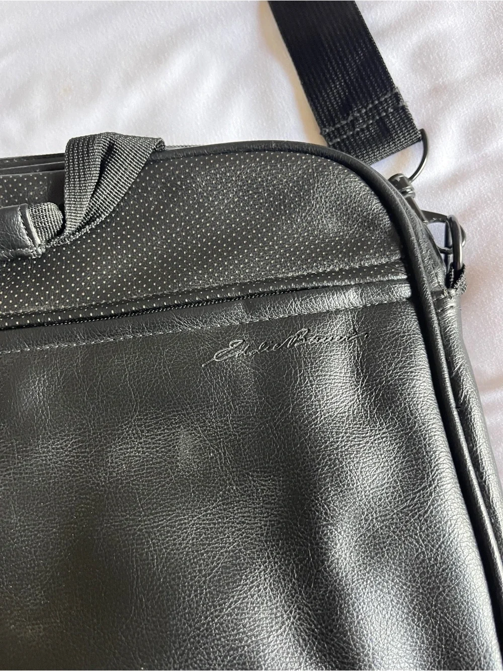 Eddie Bauer Black Faux Leather 16
